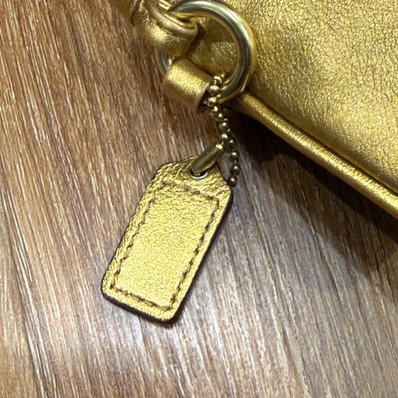Coach Metallic Gold Leather Wristlet (With Hang Tag) - Picture 7 of 8